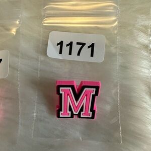 🌈 10/$5 croc charm Pink and Black Letter M Charm
